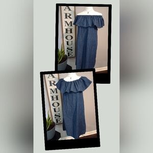 Chambray Off or On Shoulder Mini Dress Size Medium 8-10